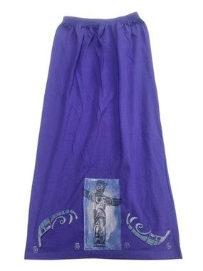 Blue Fish Vintage Handpainted Purple Maxi Skirt Swirl Accent Vintage  Size 0